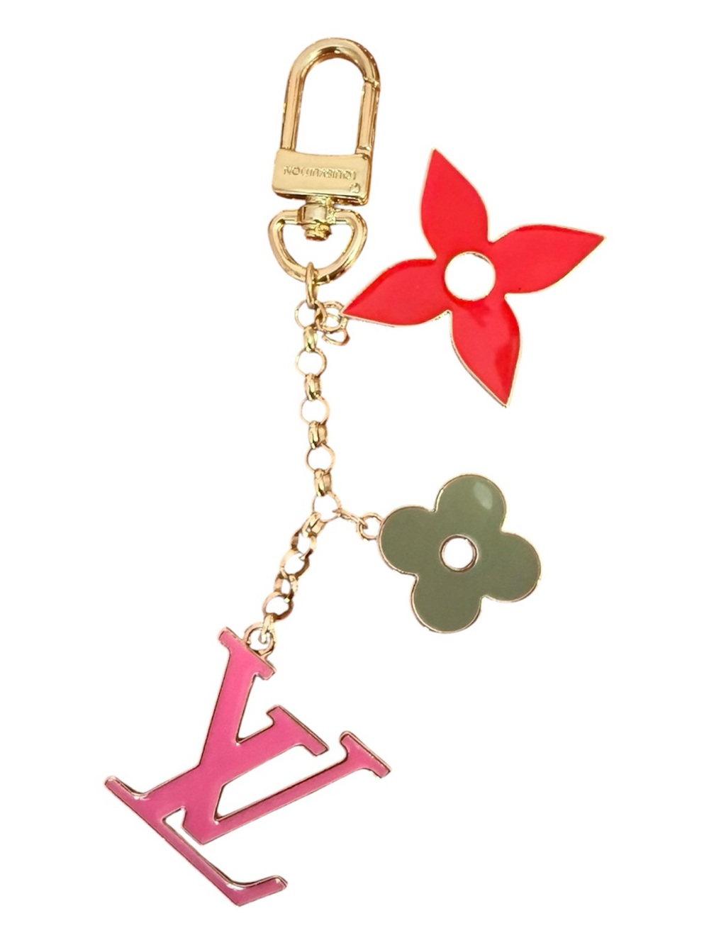 Upcycled Pink & Red Enamel Monogram Key Charm